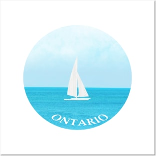 Fun Sailing in a white sailboat in the pretty blue lake in Ontario Canada Posters and Art